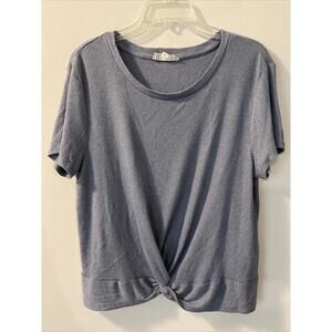 Pink Republic Womens XXL Blue Short Sleeved Ribbed Blouse! A1538